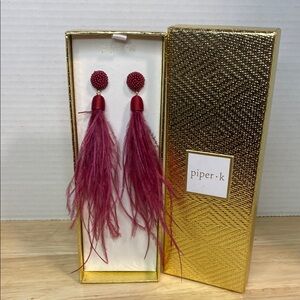 Piper Red Feather Earrings